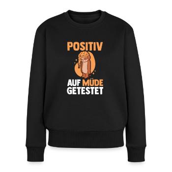 Testé positif pour le paresseux fatigué - Pull Premium bio Femme - noir - Devant - Julia (174cm)