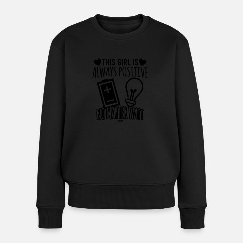 Batterie Glühbirne Strom Wissenschaft - Frauen Premium Bio Pullover - Schwarz