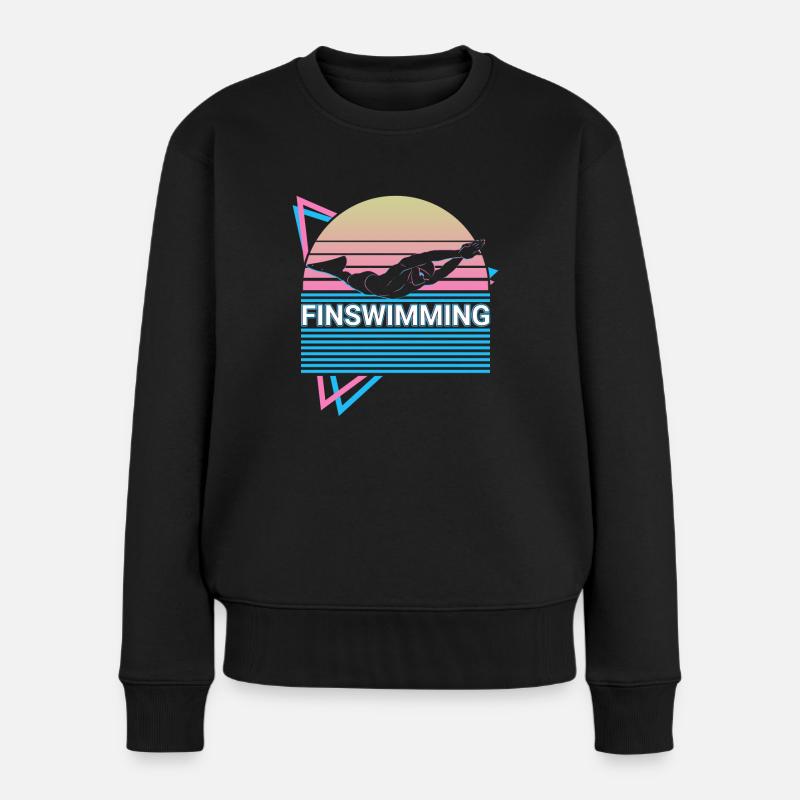 Flossenschwimmen Schwimmer Retro - Frauen Premium Bio Pullover - Schwarz
