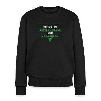 Anfällig für Blödsinn & Malarkey Fun Clovers St. - Frauen Premium Bio Pullover - Schwarz - Vorne - Julia (174cm)