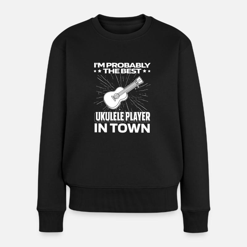 Ukulele Lustig - Frauen Premium Bio Pullover - Schwarz