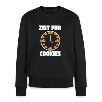 Zeit für Kekse Cookies Gebäck - Frauen Premium Bio Pullover - Schwarz - Vorne - Julia (174cm)