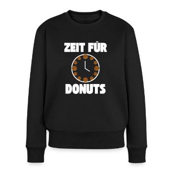 Zeit für Donuts Gebäck Uhr - Frauen Premium Bio Pullover - Schwarz - Vorne - Julia (174cm)