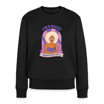 Ich Bin Eine Königin, Gekrönt In Meinen Blonden - Frauen Premium Bio Pullover - Schwarz - Vorne - Julia (174cm)