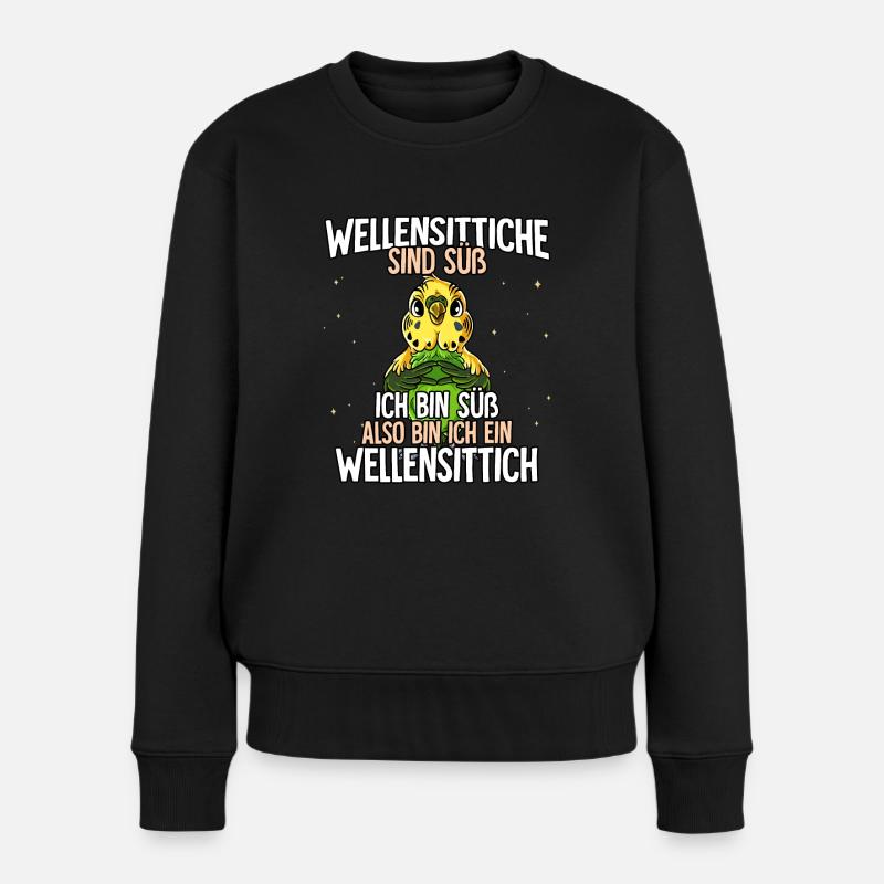 Wellensittiche Sind Süß Wellensittich - Frauen Premium Bio Pullover - Schwarz