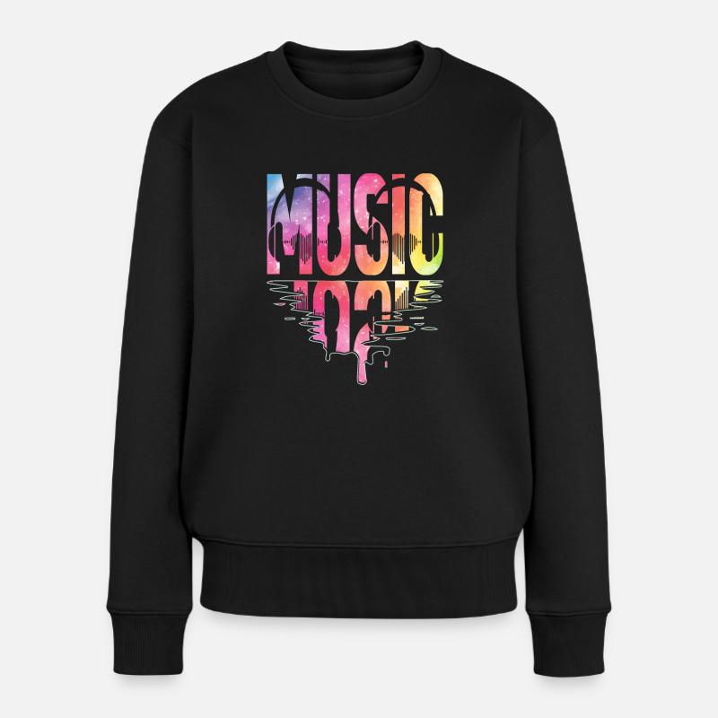 Musik , Kopfhörer, Musiker - Frauen Premium Bio Pullover - Schwarz