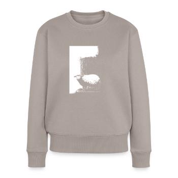 Schaf Schablone Art.-nr - Frauen Premium Bio Pullover - Taupe - Vorne - Julia (174cm)