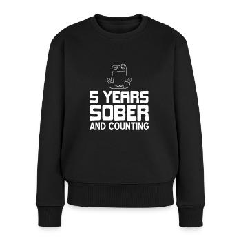 5 Years Sober And Counting Retro Sobriety T-Shirt - Frauen Premium Bio Pullover - Schwarz - Vorne - Julia (174cm)
