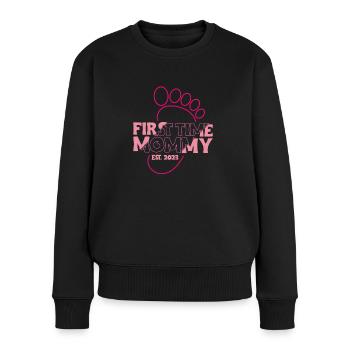 First Time Mommy Est. 2023 Shirt Geschenk - Frauen Premium Bio Pullover - Schwarz - Vorne - Julia (174cm)