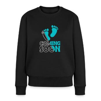 Coming Soon Mama Schwanger Shirt Geschenk - Frauen Premium Bio Pullover - Schwarz - Vorne - Julia (174cm)
