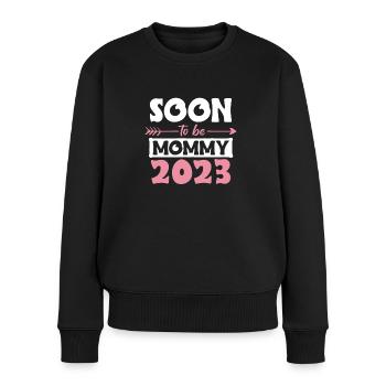 Soon To Be Mommy 2023 Shirt Geschenk - Frauen Premium Bio Pullover - Schwarz - Vorne - Julia (174cm)
