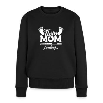 Twin Mom Loading - Zwillings Mutter Shirt - Frauen Premium Bio Pullover - Schwarz - Vorne - Julia (174cm)