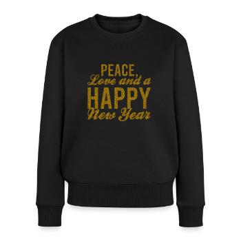 Réveillon du Nouvel An, Paix, Amour, Bonne Année - Pull Premium bio Femme - noir - Devant - Julia (174cm)