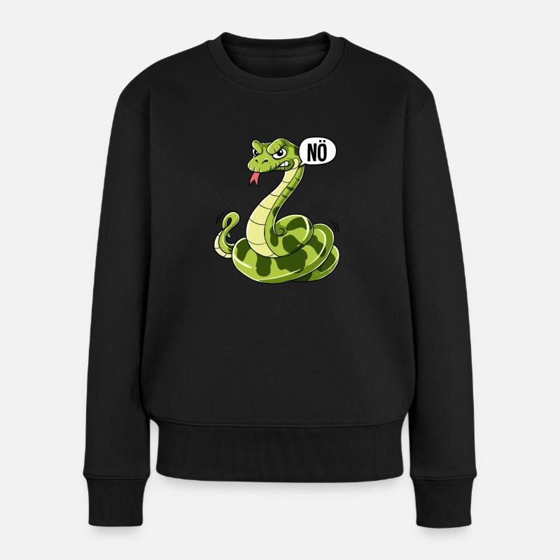 Schlange Nö - Frauen Premium Bio Pullover - Schwarz