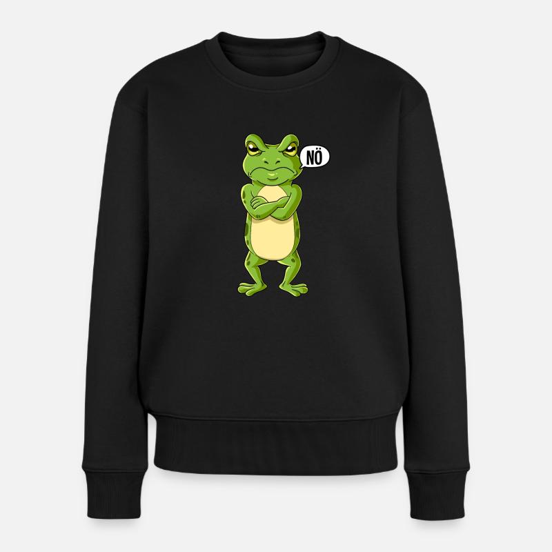 Frosch Nö - Frauen Premium Bio Pullover - Schwarz