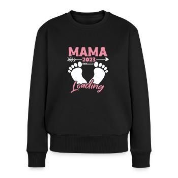 Mama 2023 Loading Shirt Geschenk Werdende Mutter - Frauen Premium Bio Pullover - Schwarz - Vorne - Julia (174cm)
