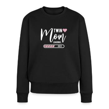 Twin Mom Loading - Zwillings Mutter Shirt - Frauen Premium Bio Pullover - Schwarz - Vorne - Julia (174cm)