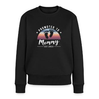 Promu au rang de maman est. 2023 future maman - Pull Premium bio Femme - noir - Devant - Julia (174cm)