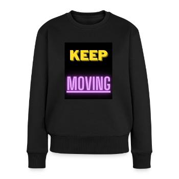 keep moving - Frauen Premium Bio Pullover - Schwarz - Vorne - Julia (174cm)