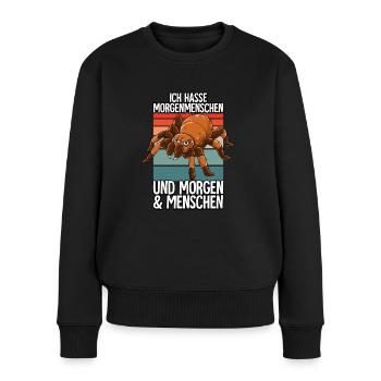 Ich Hasse Morgenmenschen Vogelspinne - Frauen Premium Bio Pullover - Schwarz - Vorne - Julia (174cm)