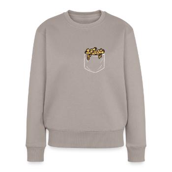 Mac et fromage dans votre poche - Pull Premium bio Femme - taupe - Devant - Julia (174cm)