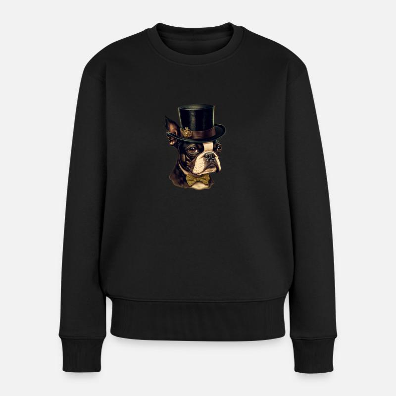 Motif de chien Boston Terrier - Pull Premium bio Femme - noir
