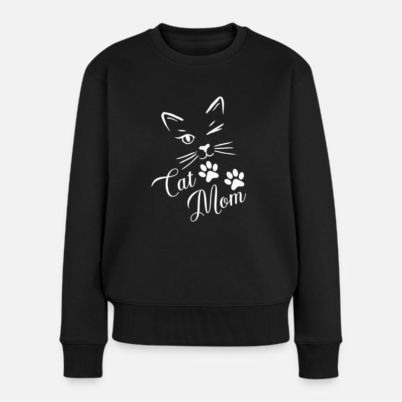 Cat Mom - Frauen Premium Bio Pullover - Schwarz