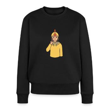 Poulet ASL Gestes de la main Sourd Perte auditive - Pull Premium bio Femme - noir - Devant - Julia (174cm)