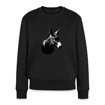 Esel Kunstvoller Schablonendruck - Frauen Premium Bio Pullover - Schwarz - Vorne - Julia (174cm)