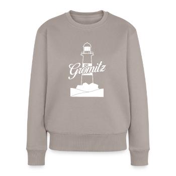 Grömitz Leuchttrum Ostsee - Frauen Premium Bio Pullover - Taupe - Vorne - Julia (174cm)