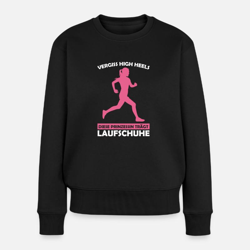 Läuferin Sport Joggerin Geschenk - Frauen Premium Bio Pullover - Schwarz
