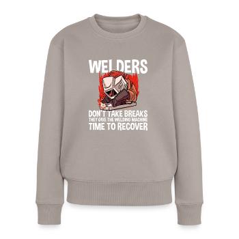 Les soudeurs ne prennent pas de pauses 4 - Pull Premium bio Femme - taupe - Devant - Julia (174cm)