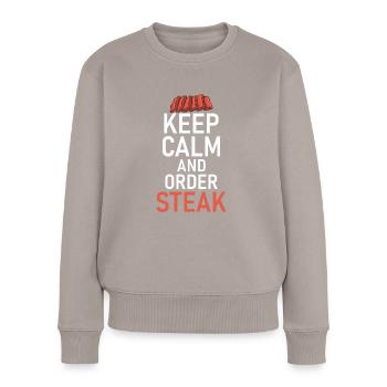 Steak Lover Steak Geschenk - Frauen Premium Bio Pullover - Taupe - Vorne - Julia (174cm)