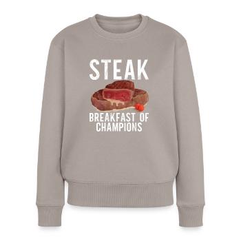 Steak Lover Steak Geschenk - Frauen Premium Bio Pullover - Taupe - Vorne - Julia (174cm)