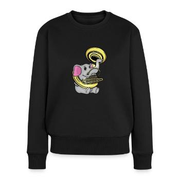 Sousaphone Musik Big Band Orchester Süßer Elefant - Frauen Premium Bio Pullover - Schwarz - Vorne - Julia (174cm)