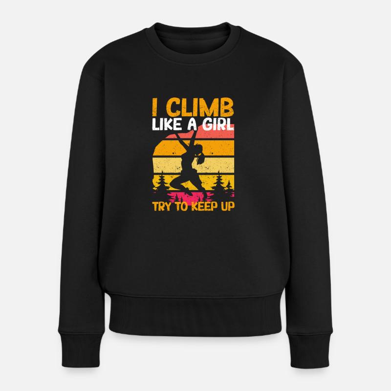 Grimper comme une fille - Rétro Rock en détresse - Pull Premium bio Femme - noir