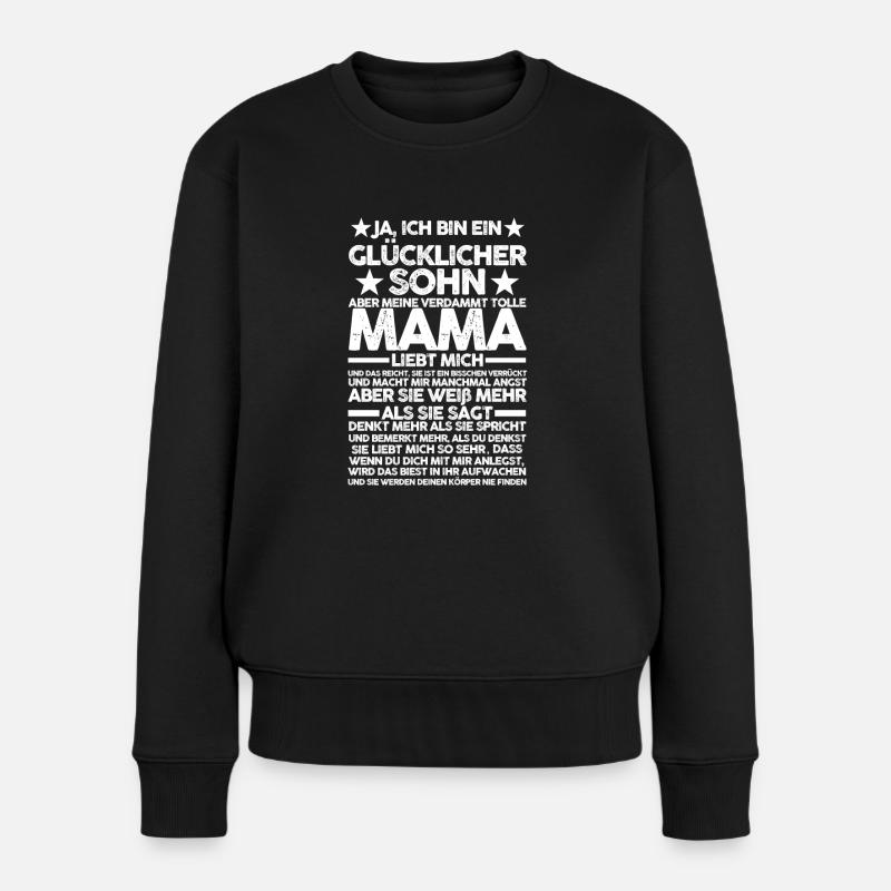 Sohn & Mutter Familie Sohn Geschenk - Frauen Premium Bio Pullover - Schwarz