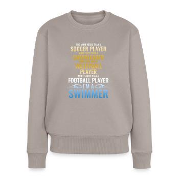 Lustiges Schwimmen Schwimmer - Frauen Premium Bio Pullover - Taupe - Vorne - Julia (174cm)