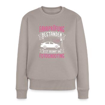 Fahrprüfung Bestanden Führerschein Autofans Fahran - Frauen Premium Bio Pullover - Taupe - Vorne - Julia (174cm)