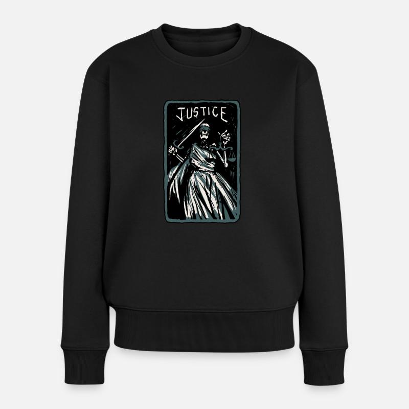 Justice Skeleton Skull Tarot Card - Frauen Premium Bio Pullover - Schwarz