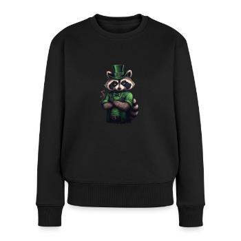 Raccoon St. Patty - Women's Premium Organic Jumper - black - Front - Julia (174cm)