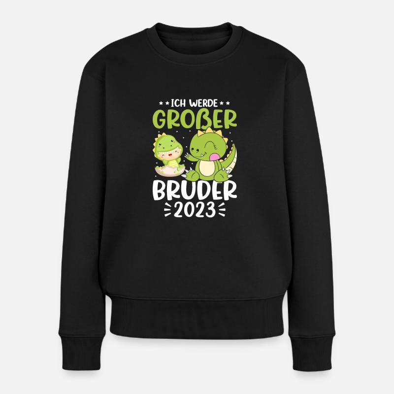 Ich Werde Großer Bruder 2023 Schwangerschaft - Frauen Premium Bio Pullover - Schwarz