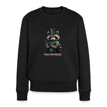 Paws on Parade Raccoon St. Patty - Women's Premium Organic Jumper - black - Front - Julia (174cm)