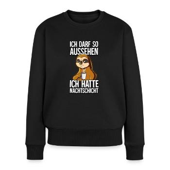 Ich Hatte Nachtschicht Kaffee Faultier - Frauen Premium Bio Pullover - Schwarz - Vorne - Julia (174cm)