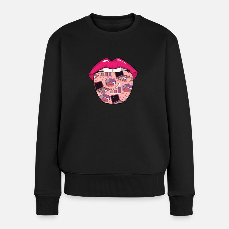 Data Science Data Analyst Lippen - Frauen Premium Bio Pullover - Schwarz