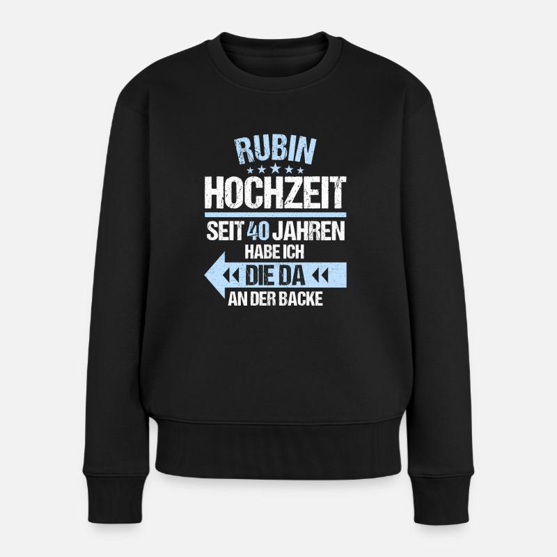 40 verheiratet Rubin Hochzeit 40.Hochzeitstag - Frauen Premium Bio Pullover - Schwarz