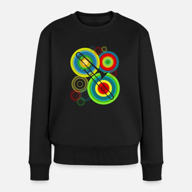 Posaune retro Posaunist Posaunen - Frauen Premium Bio Pullover - Schwarz