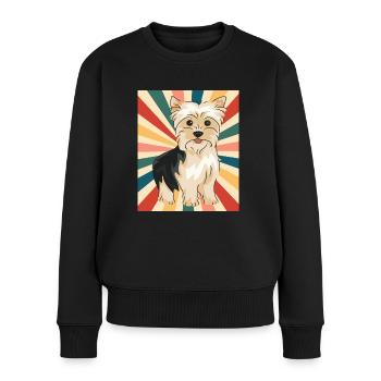 Mignon Yorkshire Terrier Race de chien 80s 90s Rétro - Pull Premium bio Femme - noir - Devant - Julia (174cm)