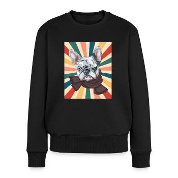 Mignon Français Bulldog Dog Race 80s 90s Style Rétro - Pull Premium bio Femme - noir - Devant - Julia (174cm)