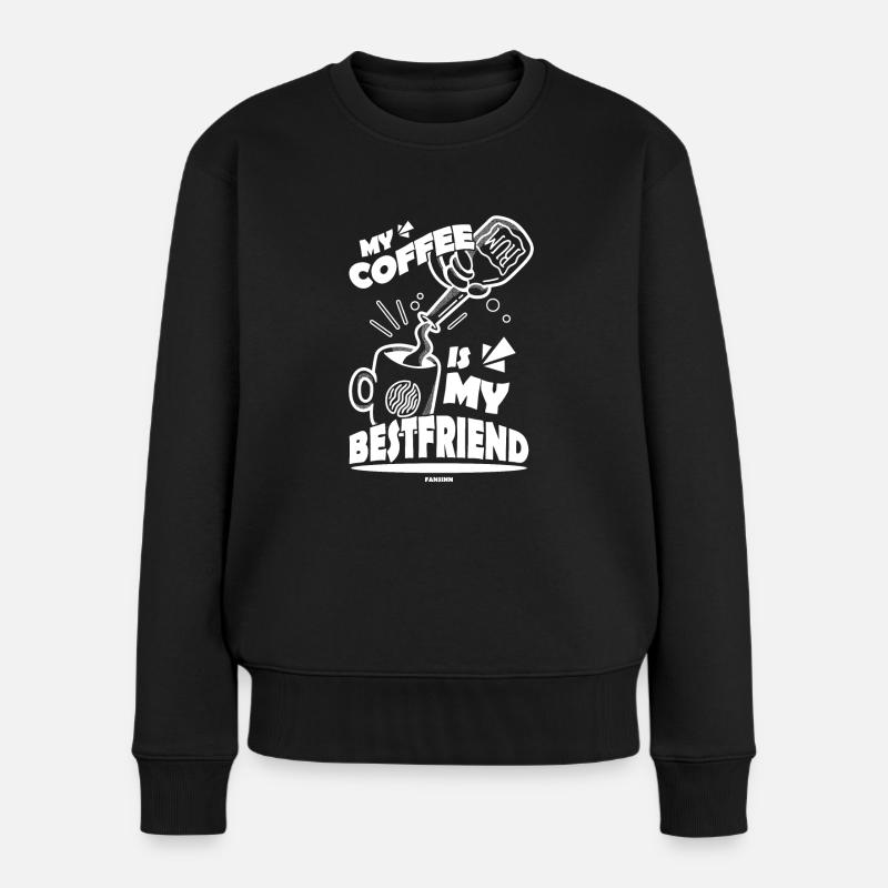 Café Espresso Capuccino Bureau Cadeau Drôle - Pull Premium bio Femme - noir